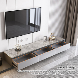 "Fero Modern Black Extendable Stone & Wood TV Stand with 3 Drawers Up to 120""" - thumbnail 9