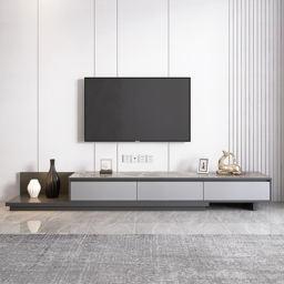 "Fero Modern Black Extendable Stone & Wood TV Stand with 3 Drawers Up to 120""" - thumbnail 2