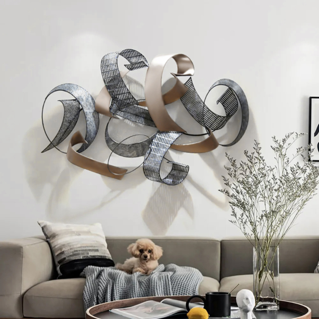 1200mm Large Modern 3D Metal Wall Decor Abstract Geometric Overlapping Art Living Room - image 1