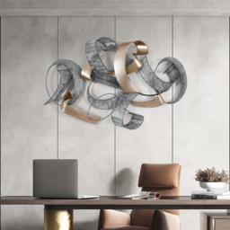 1200mm Large Modern 3D Metal Wall Decor Abstract Geometric Overlapping Art Living Room - thumbnail 2