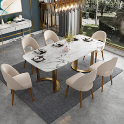 6-Pieces Modern Dining Chairs Cotton and Linen Upholstery Sand - thumbnail 3