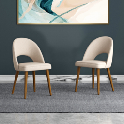 6-Pieces Modern Dining Chairs Cotton and Linen Upholstery Sand - thumbnail 4