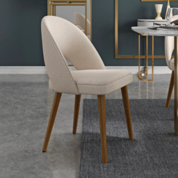 6-Pieces Modern Dining Chairs Cotton and Linen Upholstery Sand - thumbnail 1