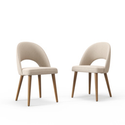 6-Pieces Modern Dining Chairs Cotton and Linen Upholstery Sand - thumbnail 7