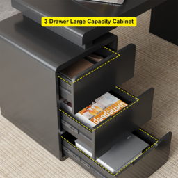 Mular Black 3-Drawer Writing Desk with 3 Drawers Office Furniture (1200mm） - thumbnail 9