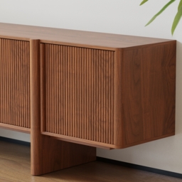 200 cm Solid Wood TV Stand Mid Century Modern Media Console with Storage in Walnut - thumbnail 7