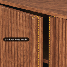 200 cm Solid Wood TV Stand Mid Century Modern Media Console with Storage in Walnut - thumbnail 8