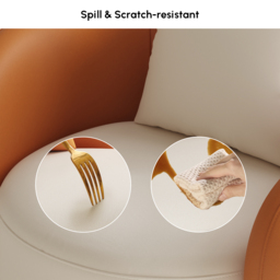Swivel Barrel Accent Chair Faux Leather Armchair for Living Room in Orange & White - thumbnail 9