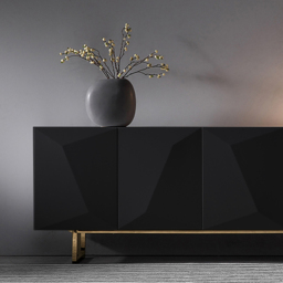1800mm Modern Blcak&Yellow Sideboard Kitchen Cabinet with djustable Shelves - thumbnail 3