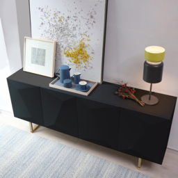 1800mm Modern Blcak&Yellow Sideboard Kitchen Cabinet with djustable Shelves - thumbnail 2