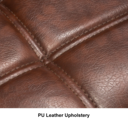 Brown Rustic Upholstered Rustic Bar Stools Set of 2 PU Leather Tufted Curved Back - thumbnail 8