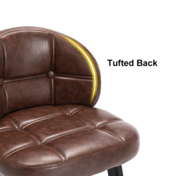 Brown Rustic Upholstered Rustic Bar Stools Set of 2 PU Leather Tufted Curved Back - thumbnail 9