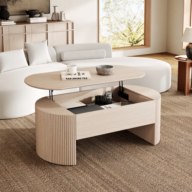 120 cm Oval Lift Top Mid-Century Modern Coffee Table - image 1