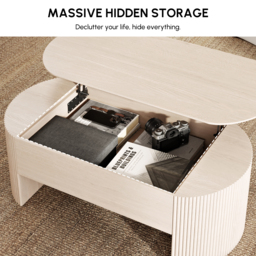 120 cm Oval Lift Top Mid-Century Modern Coffee Table - thumbnail 8