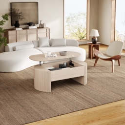 120 cm Oval Lift Top Mid-Century Modern Coffee Table - thumbnail 5