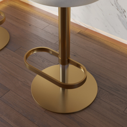 "72"" Large Kitchen Island & 2 Swivel Bar Stools Set Kitchen Cabinet Marble Veneered White" - thumbnail 9