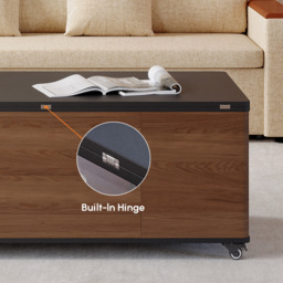 120 cm Lift-Top Foldable Walnut Coffee Table with Drawers & Cabinet - thumbnail 9
