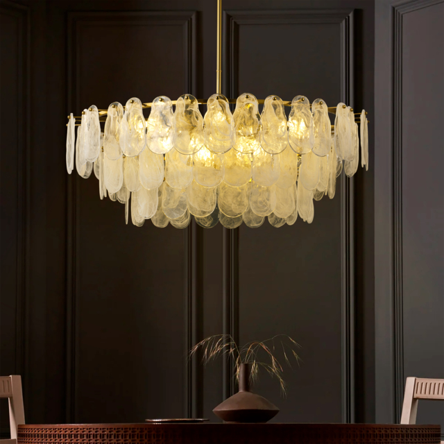 Cloude 100 cm 12-Light Glass Chandelier with Bulbs & Adjustable Height - image 1