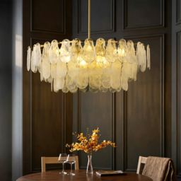 Cloude 100 cm 12-Light Glass Chandelier with Bulbs & Adjustable Height - thumbnail 2