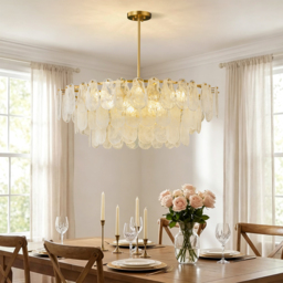 Cloude 100 cm 12-Light Glass Chandelier with Bulbs & Adjustable Height - thumbnail 3