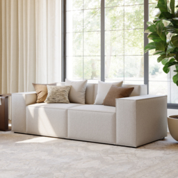 2200mm 2PCS Minimalist Beige Modular Anti-scratch Performance Velvet Sectional Sofa for Living Room with pillow - thumbnail 2