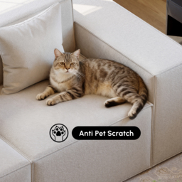 2200mm 2PCS Minimalist Beige Modular Anti-scratch Performance Velvet Sectional Sofa for Living Room with pillow - thumbnail 5