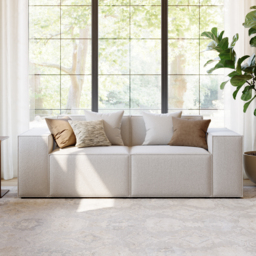 2200mm 2PCS Minimalist Beige Modular Anti-scratch Performance Velvet Sectional Sofa for Living Room with pillow - thumbnail 1