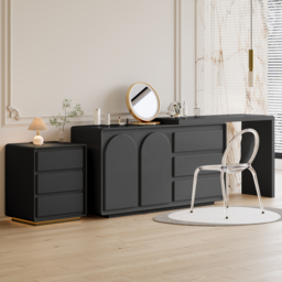 Modern Nightstand  off-white with 3-drawers and  LED and USB charging function - thumbnail 5