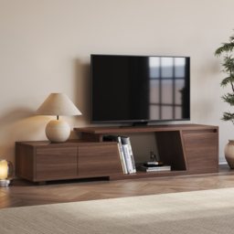 Storage Modern Walnut Wood TV Stand Brown Countryside 120 cm Floor-standing TV Unit with 3 Drawers - thumbnail 2