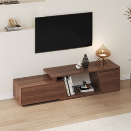 Storage Modern Walnut Wood TV Stand Brown Countryside 120 cm Floor-standing TV Unit with 3 Drawers - thumbnail 9
