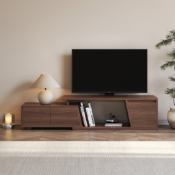 Storage Modern Walnut Wood TV Stand Brown Countryside 120 cm Floor-standing TV Unit with 3 Drawers - thumbnail 6