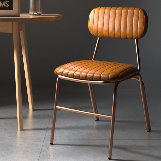 Modern Dining Chairs Faux Leather Upholstered Brown Metal Frame Set of 2 Dining Room Chairs - image 1