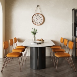 Modern Dining Chairs Faux Leather Upholstered Brown Metal Frame Set of 2 Dining Room Chairs - thumbnail 8