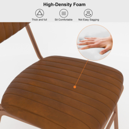 Modern Dining Chairs Faux Leather Upholstered Brown Metal Frame Set of 2 Dining Room Chairs - thumbnail 4