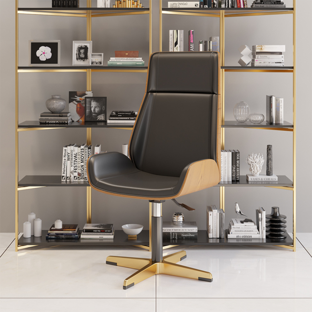 Black Leather Modern Home Office Chair Upholstered High Back Executive Chair - image 1