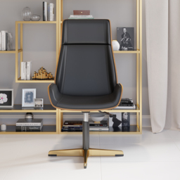 Black Leather Modern Home Office Chair Upholstered High Back Executive Chair - thumbnail 7