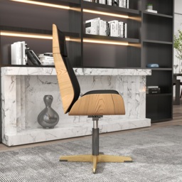 Black Leather Modern Home Office Chair Upholstered High Back Executive Chair - thumbnail 5