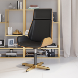 Black Leather Modern Home Office Chair Upholstered High Back Executive Chair - thumbnail 6
