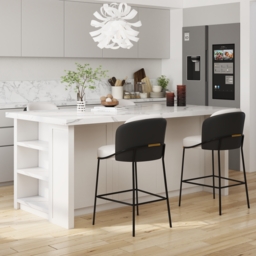 Modern PU Leather Bar Stool Black with Back & Footrest Set of 8 - thumbnail 7