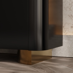 Artis Modern Matt Black 150 cm W Sintered Stone Sideboard 3 Drawers Kitchen Buffet Table - thumbnail 9