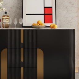Artis Modern Matt Black 150 cm W Sintered Stone Sideboard 3 Drawers Kitchen Buffet Table - thumbnail 7