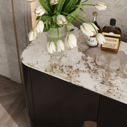 Artis Modern Matt Black 150 cm W Sintered Stone Sideboard 3 Drawers Kitchen Buffet Table - thumbnail 8