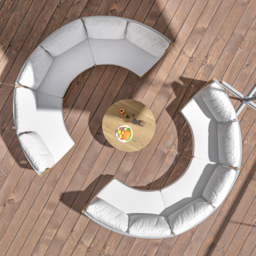 Farmhouse Curved Modular Outdoor Patio Sectional Sofa & Propane Gas Fire Pit Table - thumbnail 5