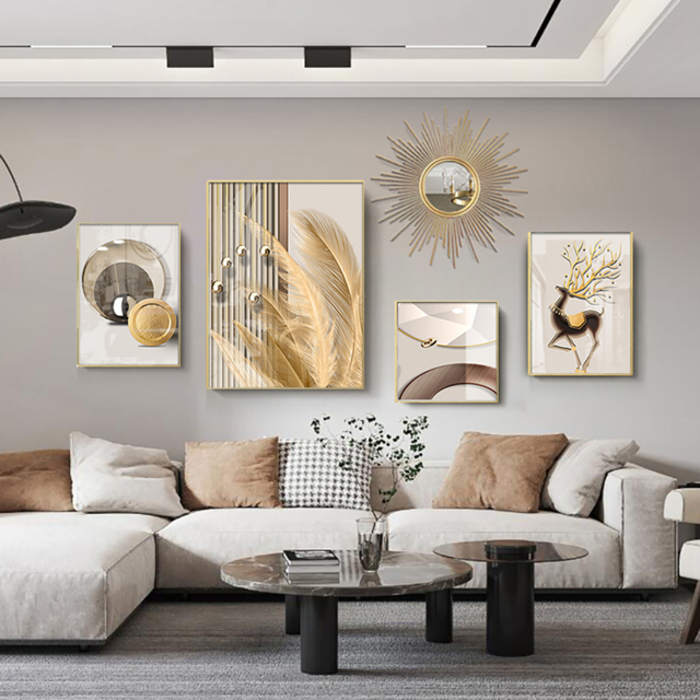 5-Piece Wall Art Set with Golden Accents Modern Abstract Designs for Luxurious Home Decor - image 1