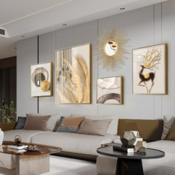 5-Piece Wall Art Set with Golden Accents Modern Abstract Designs for Luxurious Home Decor - thumbnail 6