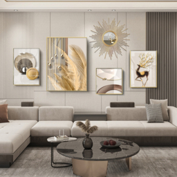 5-Piece Wall Art Set with Golden Accents Modern Abstract Designs for Luxurious Home Decor - thumbnail 5