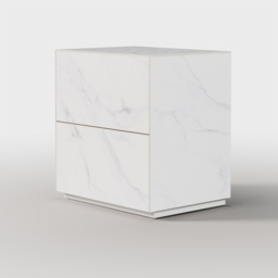 Modern 600mmW Faux Travertine Nightstand 1 Drawer Bedside Table Set of 2 - thumbnail 9