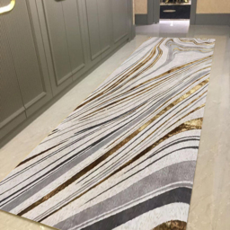 600mm X 2400mm Luxury abstract Runner Washable Rug with Marble Pattern Carpet for Hallway & Kitchen - thumbnail 4