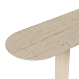 1000mm Oval Travertine Stone Console Table Modern Entryway Table with Abstract Base - thumbnail 5