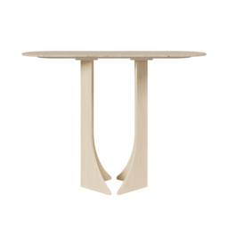 1000mm Oval Travertine Stone Console Table Modern Entryway Table with Abstract Base - thumbnail 6